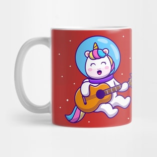 Cute Unicorn Astronaut Playing Guitar Mug